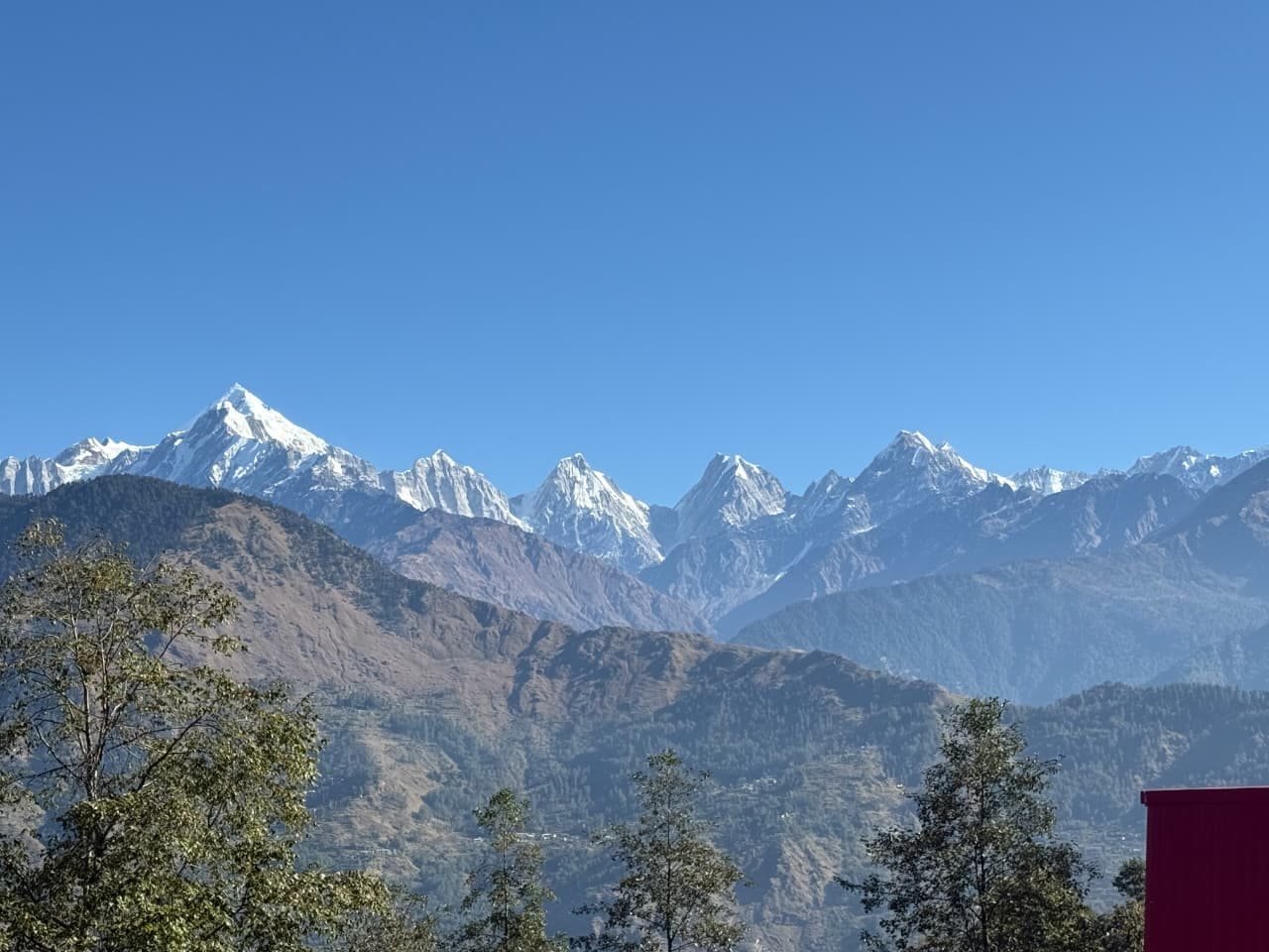 Panchachuli Peaks panoramic view from Munsiyari